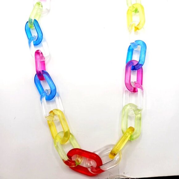 Acrylic Multi Colored Wallet Or Pants Single Layer 18 Inches Long  New - Picture 9 of 9